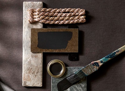 Zoffany black paint pot sample with brush